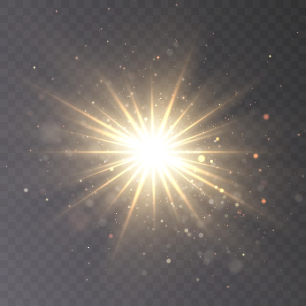 Helder lichteffect. Star Sun verlichting voor vectorillustratie. Glanzend zon-effect. Vector