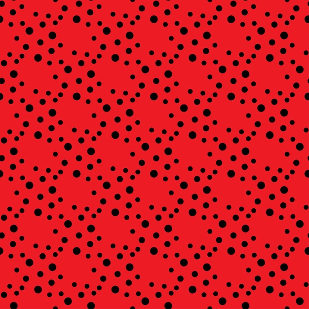 Helder patroon met zwarte stippen op rode achtergrond voor het ontwerp van textiel bedlinnen kinderkleding inpakpapier