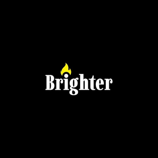 Helderdere belettering woord belettering met fakkel licht en vuur logo vector ontwerp illustratie