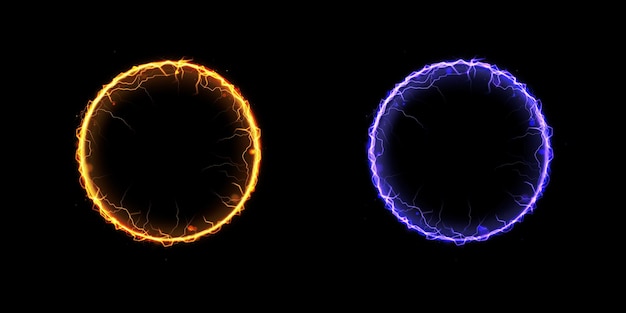 Heldere balbliksem een sterke elektrische lading energie in één ring. element voor webdesign met