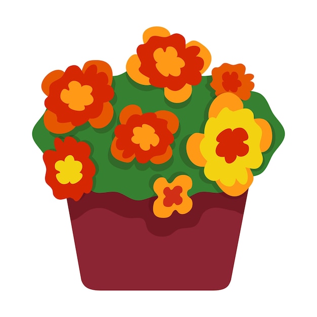 Heldere bloemen in een pot Cartoon vectorillustratie