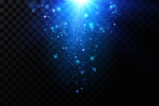 Heldere deeltjes die blauwe lichten branden sterren lasers Vector