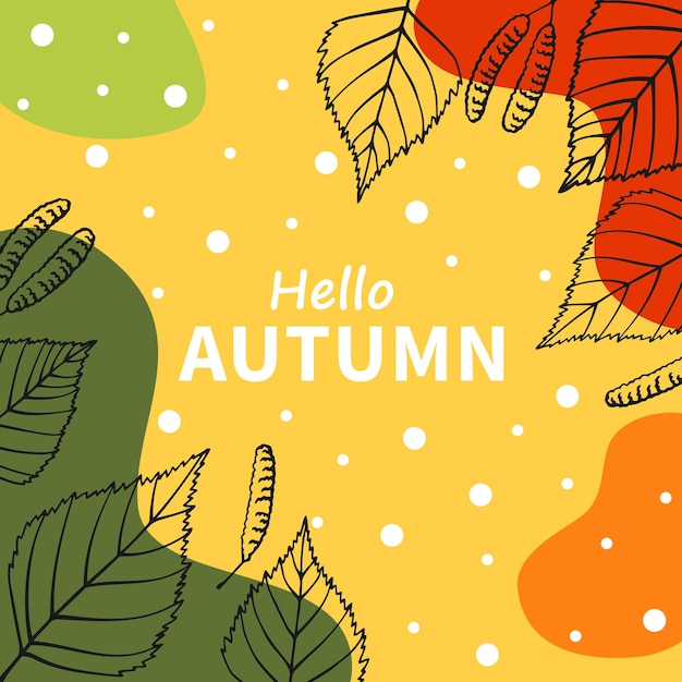 Heldere herfstkaart Mooie poster met bladeren en tekst Herfstvakantiekaarten Handgetekende vectorillustratie