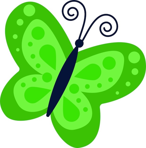 Heldere illustratie van een groene vlinder op een witte achtergrond vector invoegen logo idee