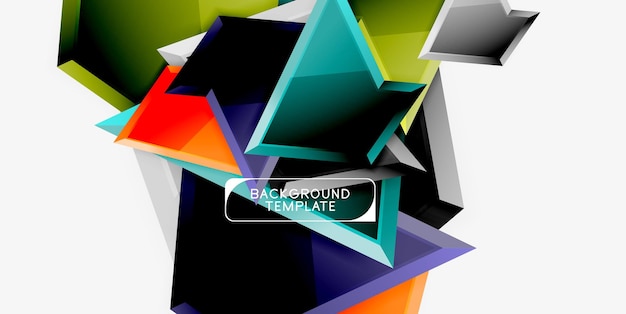 Heldere kleurrijke driehoekige poly 3d compositieabstract geometrische achtergrond minimaal ontwerp veelhoekige futuristische poster