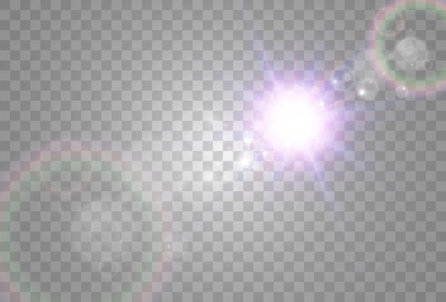 Heldere mooie ster Vectorillustratie van een lichteffect op een transparante achtergrond
