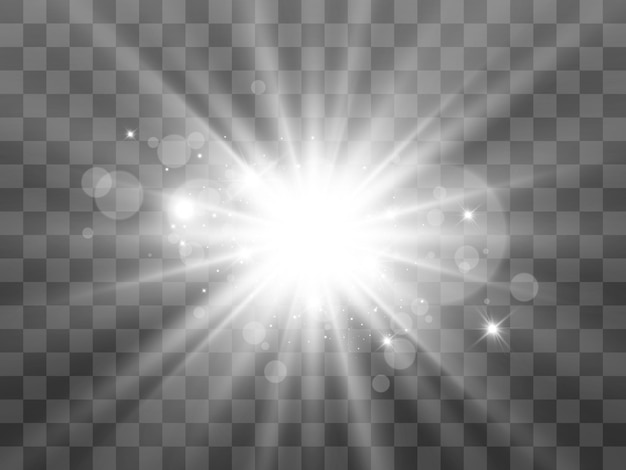 Heldere mooie ster. Vectorillustratie van een lichteffect op een transparante achtergrond.