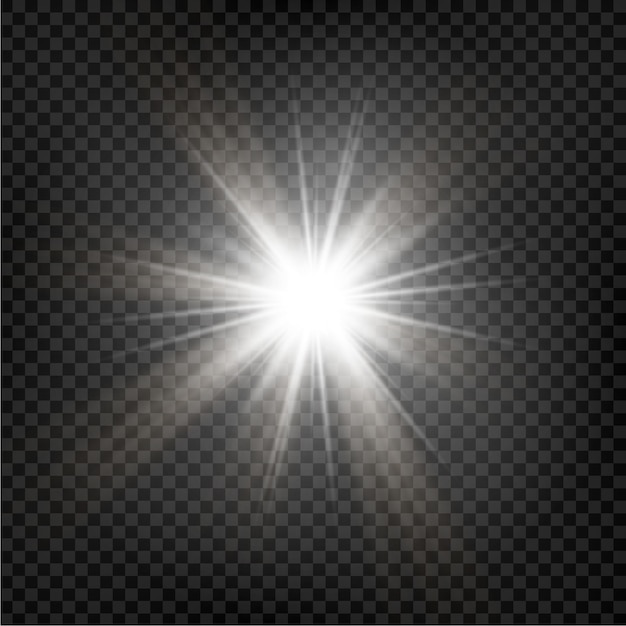 Vector heldere ster. transparante stralende zon, heldere flits. schittert. vector illustratie