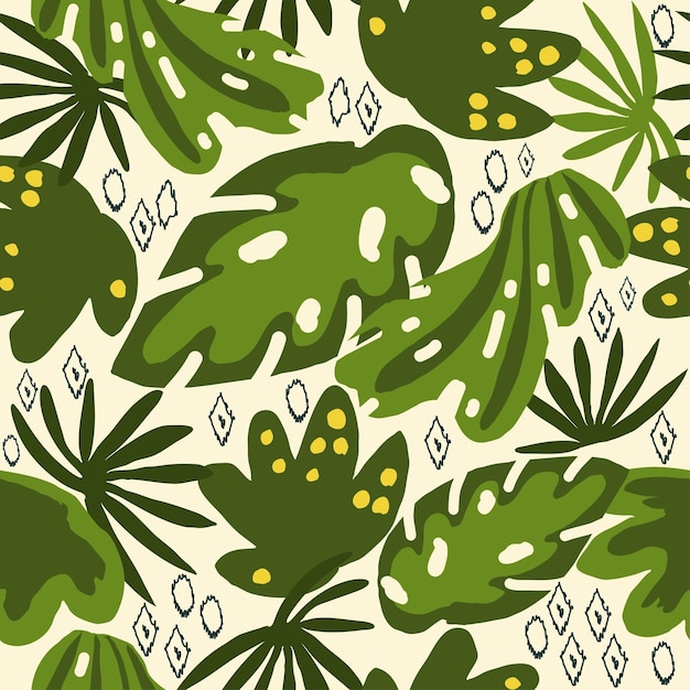 Heldere tropische print palmbladeren Abstracte trendy achtergrond Naadloos patroon Handgetekende vector