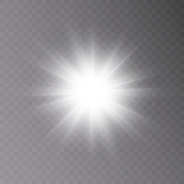 Heldere witte ster Heldere zon. licht zonlicht. lichteffect. png-vector.