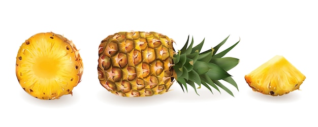 Hele en gesneden ananas