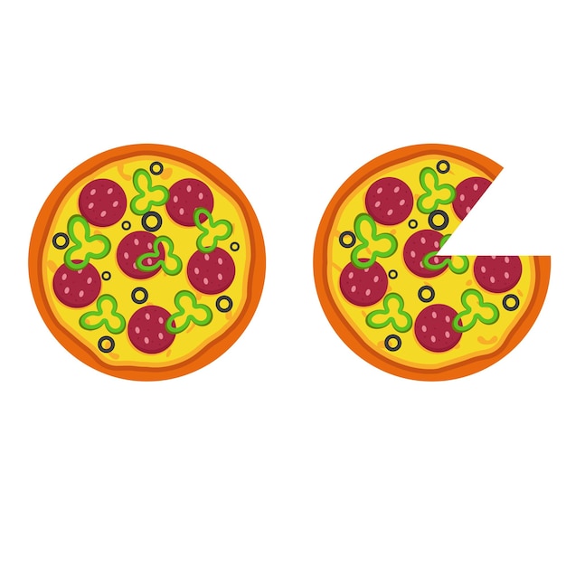 Hele pizza met salami Fast Food Illustratie