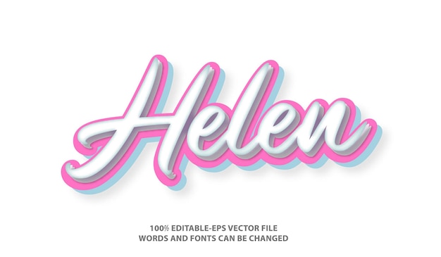 Vector helen text effect editable font with soft colors