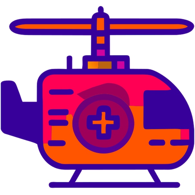 helicopper flying icon colored outline