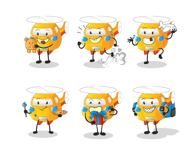 Vector helicopter children group character cartoon mascot vector