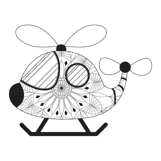 Helicopter coloring page in exquisite style