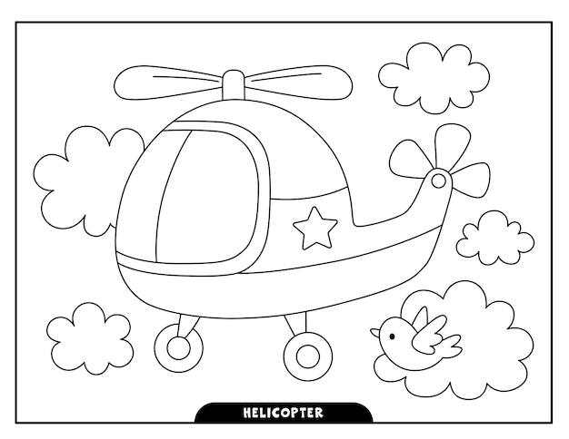 Vector helicopter coloring pages for kids