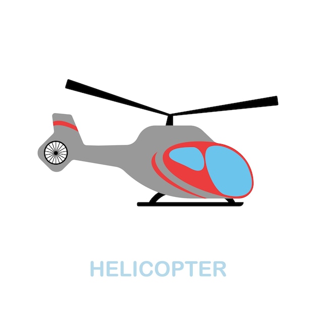 헬리콥터 평면 아이콘 공항 컬렉션에서 컬러 요소 기호 웹 디자인 인포 그래픽 등을위한 평면 헬리콥터 아이콘 기호