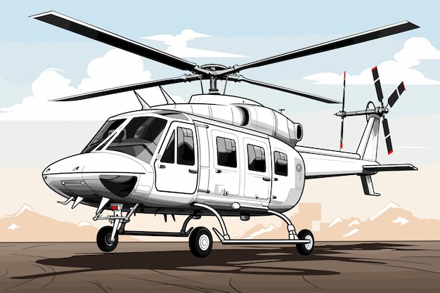 Vector helicopter in flight vector illustration art