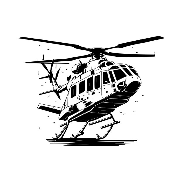 Vector helicopter icon hand draw black colour military logo vector element and symbol