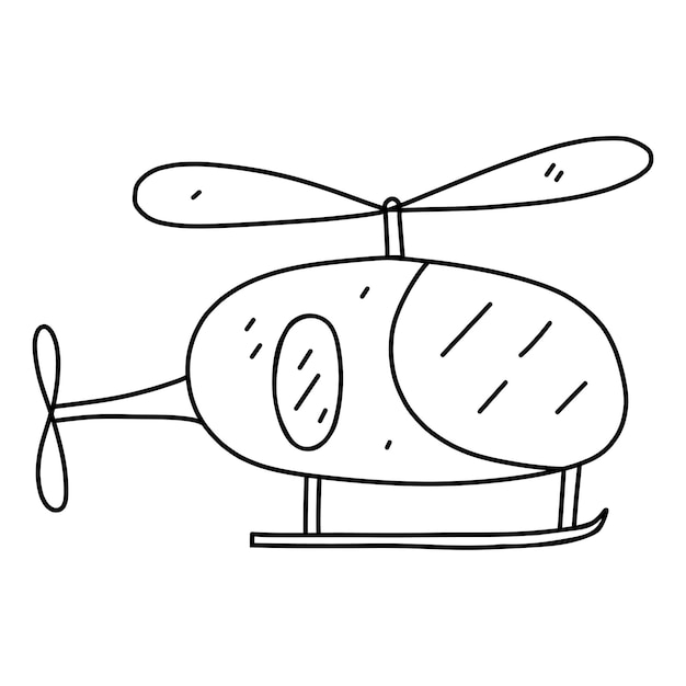 Helicopter icon in hand drawn doodle style Cartoon helicopter vector icon for web design