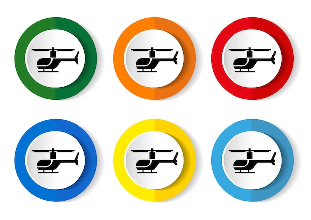 Helicopter icon on round internet button vector