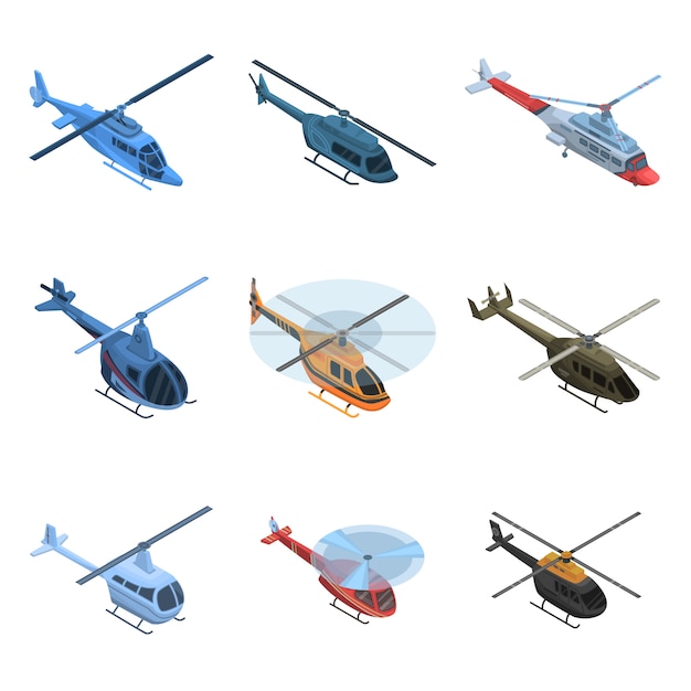 Vector helicopter icon set