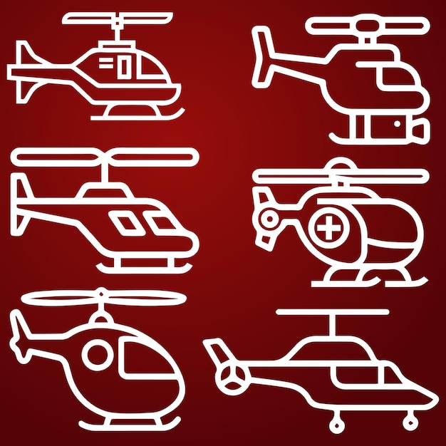 Helicopter logo or icon set vector