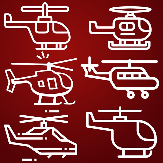 Vector helicopter logo or icon set vector