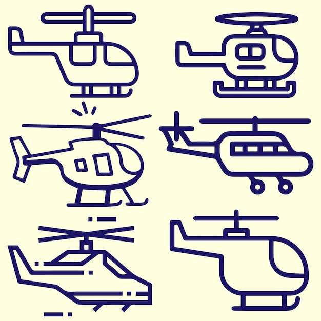 Vector helicopter logo or icon set vector