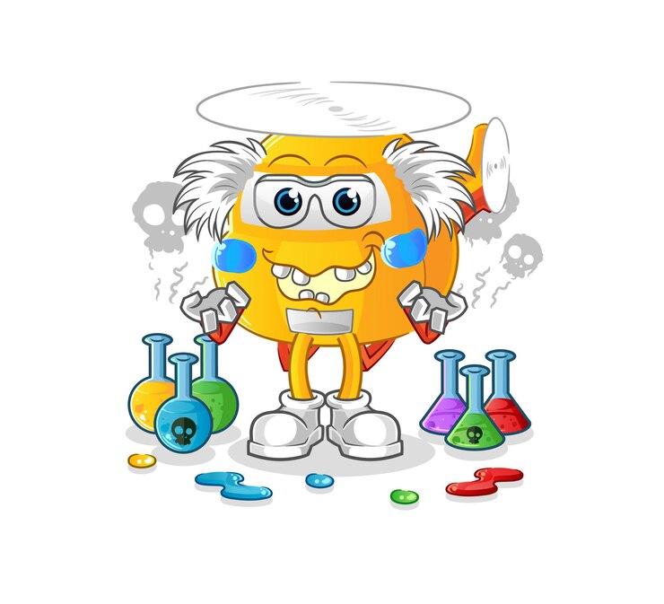 Vector helicopter mad scientist illustration character vector