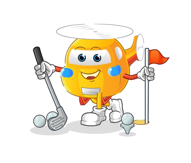 Vector helicopter playing golf vector cartoon character