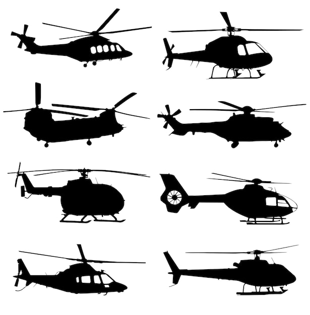 Vector helicopter silhouette pack