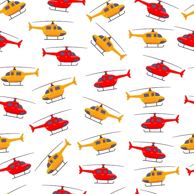 Helicopter vector cartoon seamless pattern