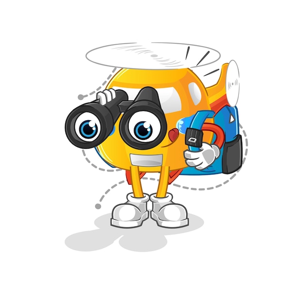 Helicopter with binoculars character cartoon mascot vector