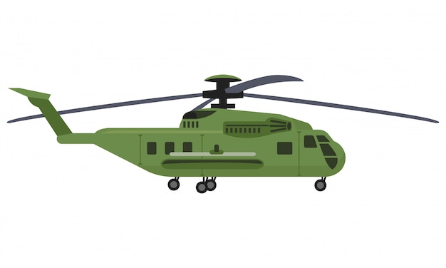 Vector helicopter with missile isolated on white background