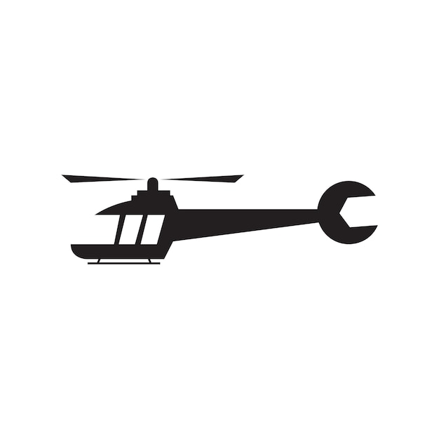 Вертолет с гаечным ключом услуги дизайн логотипа векторный графический символ значок знак иллюстрации творческий