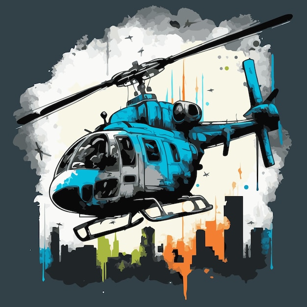 Helikopter in abstracte graffitistijl