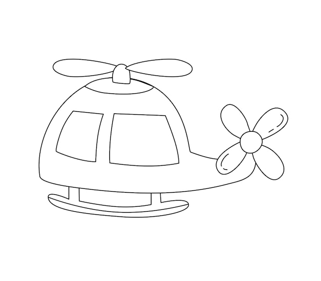 Helikopter Kinderen vector Doodle sjabloon zwart en wit