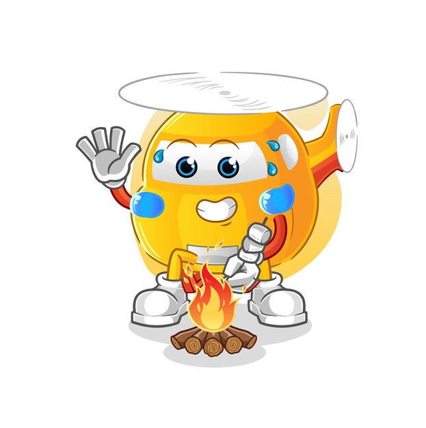 Helikopter roosteren marshmallows cartoon mascotte vector