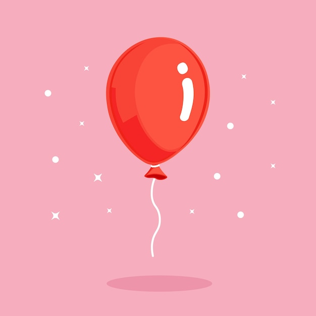 Helium balloon, air balls flying with string. Happy birthday, holiday concept. Party decoration. Vector cartoon design