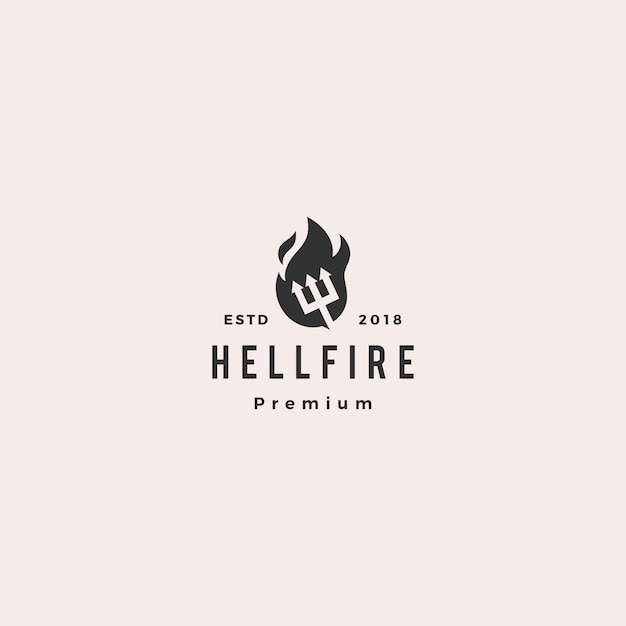 Hell fire pitchfork logo vector illustration download