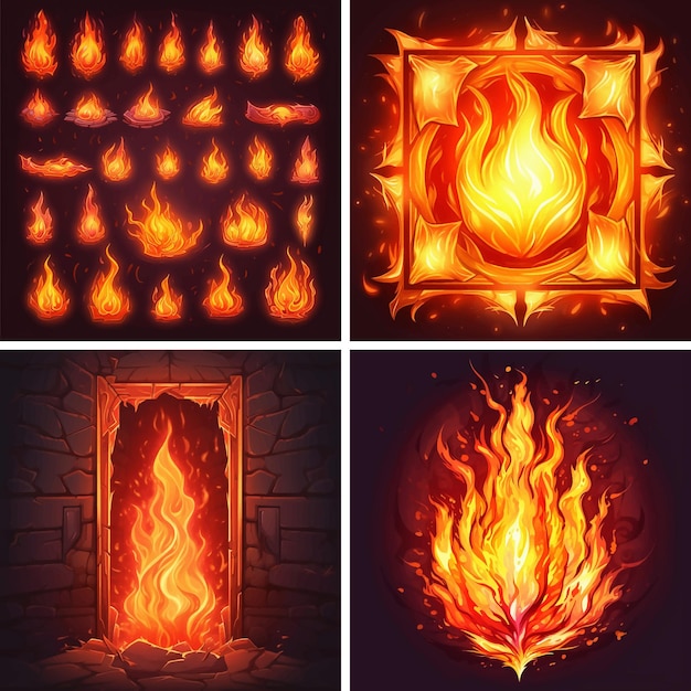 Vector hell flames fiery passion type explosion font alphabet burn glowing inferno blaze heat artwork w