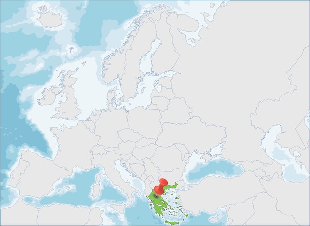 Vector the hellenic republic location on europe map