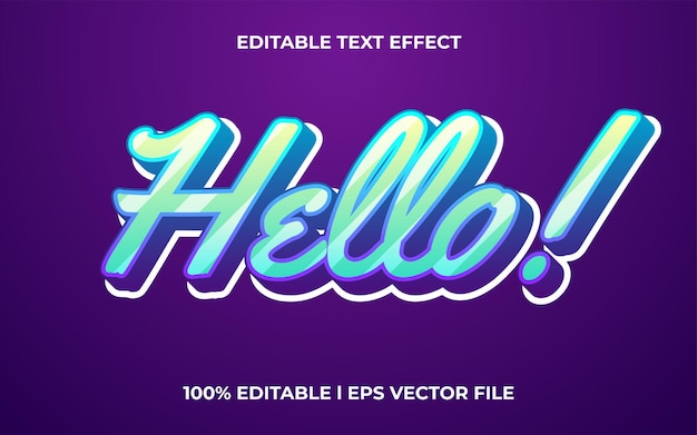 hello 3d text effect with stylish  theme. blue text lettering typography font style