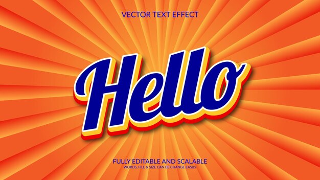 Шаблон редактируемого текстового эффекта Hello 3D Vector Eps
