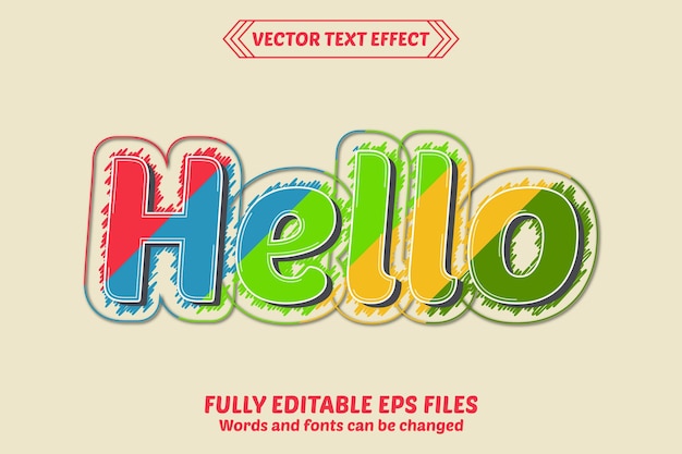 Vector hello 3d vector text effect style high resolution