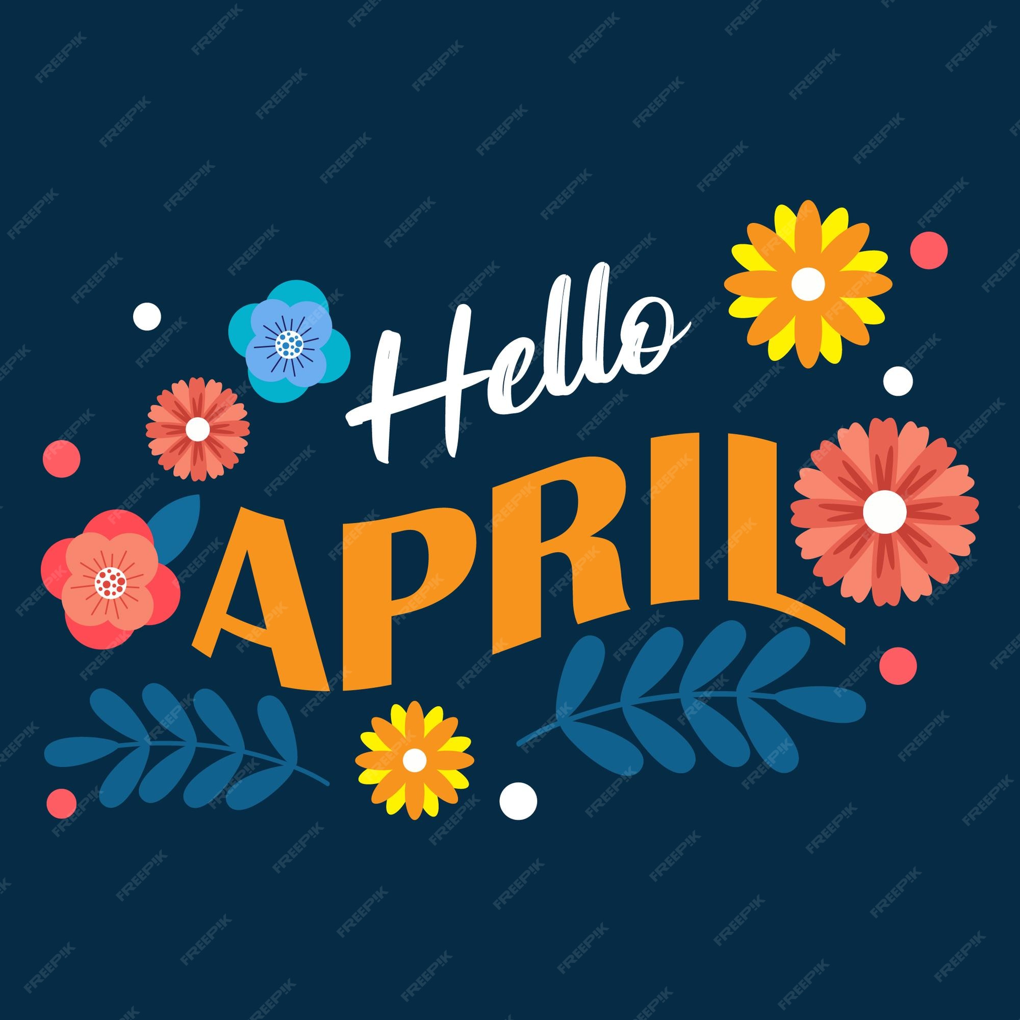 Premium Vector Hello April with leaves and april