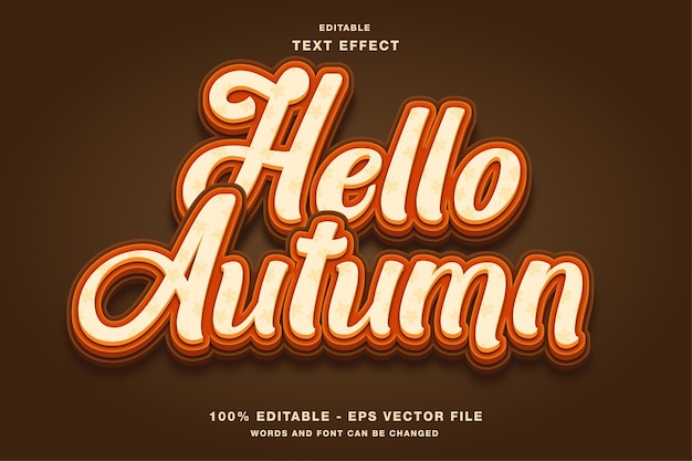Hello autumn 3d lettering effetto di testo modificabile