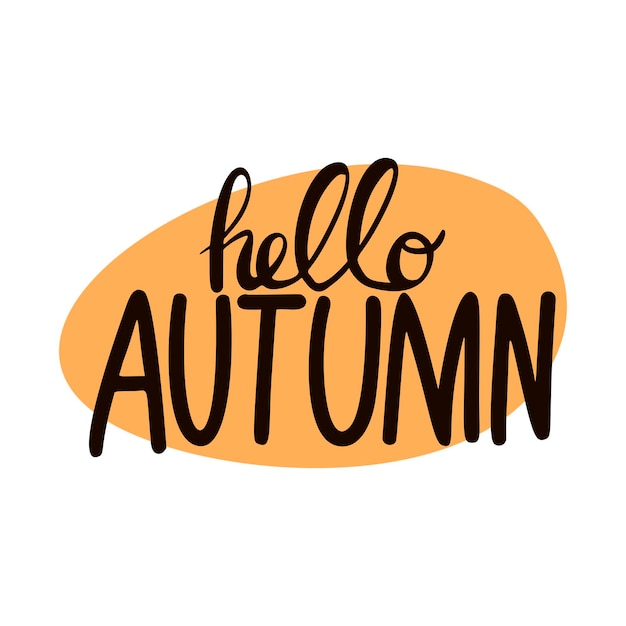 こんにちは秋秋シーズン バナー フラット ベクトル イラスト レタリング